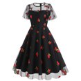 thumbnail image 1 of Été jusqu'à 65 % de Rabais Iumwxz Robe à Col Rond à Manches Courtes pour Femmes Robe en Tulle Tunique à Fermeture Éclair Robe de Princesse Robes à Imprimé de Fruits Robes d'Été pour Femmes Robe Habillée pour Porter à l'Extérieur, 1 of 9
