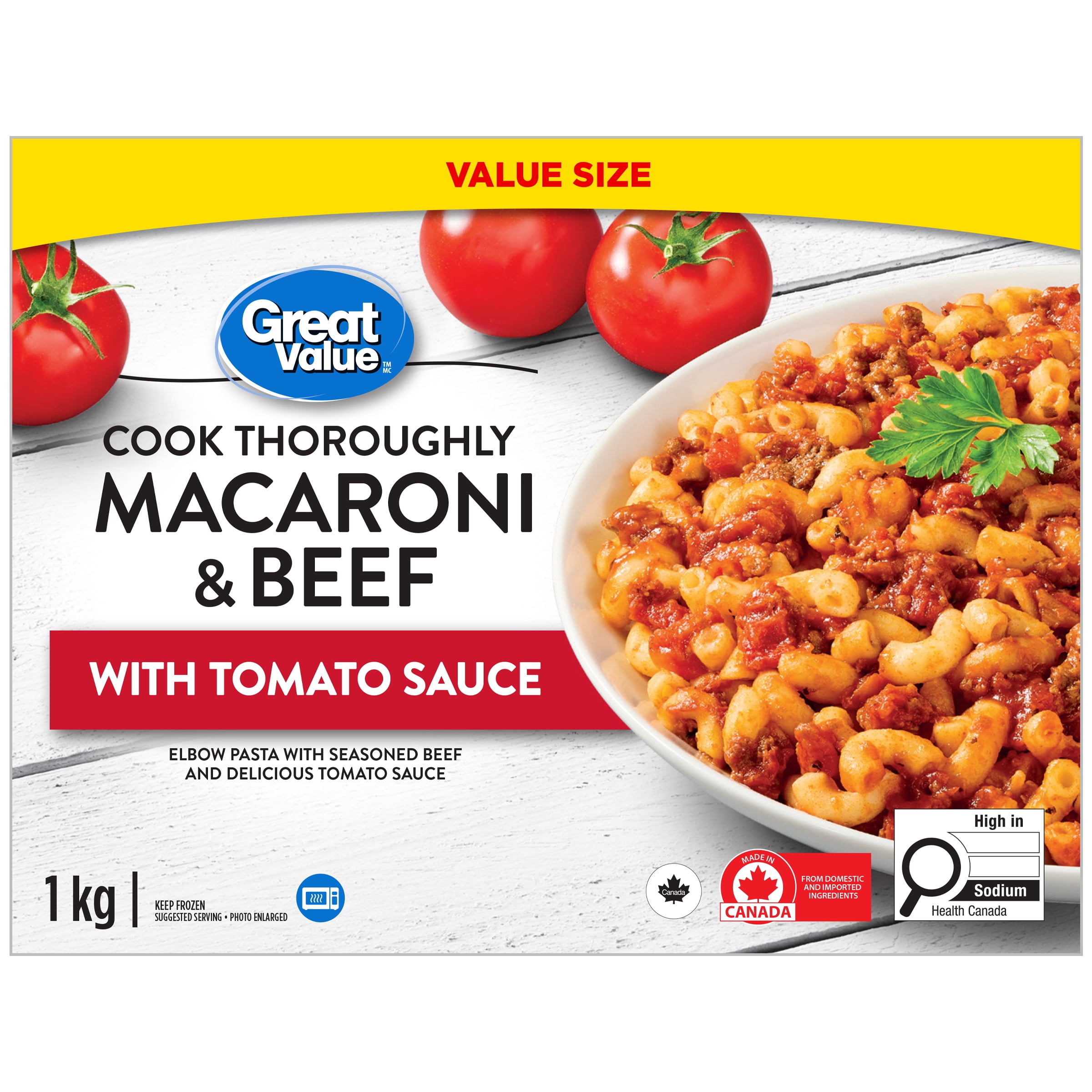 Great Value Hearty & Wholesome Macaroni & Beef with Tomato Sauce, 1 kg
