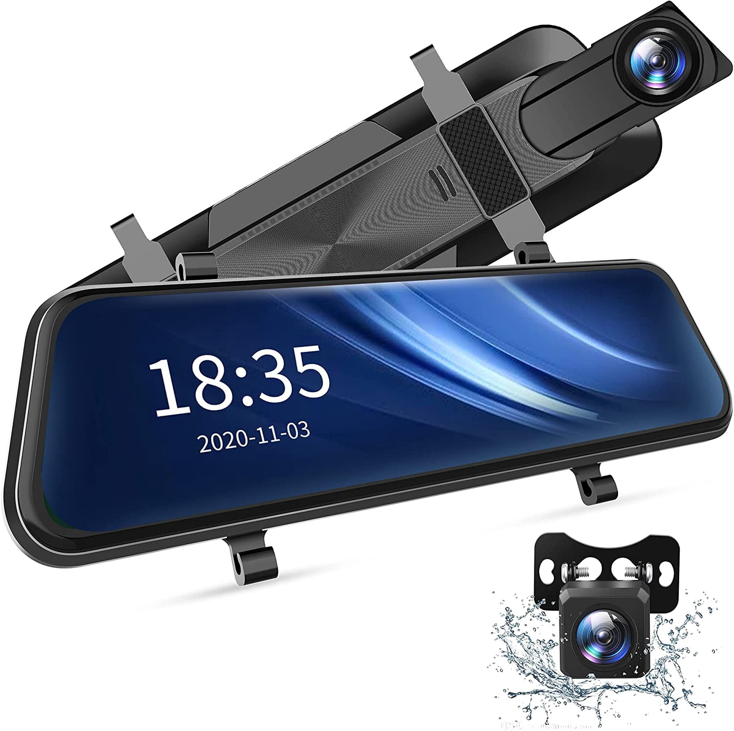 2.5K Mirror Dash Cam Waterproof Backup Camera Car Dash Camera with 10" Touch Screen, Vantop Mirror Dash Cam Front and Rear, Parking Assist, Smart Parking Mode, Loop Recording, G-Sensor C49