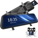 2.5K Mirror Dash Cam Caméra de sauvegarde étanche Voiture Dash Caméra avec 10" écran tactile, miroir Vantop Dash Cam avant et arrière, assistance au stationnement, mode de stationnement intelligent, enregistrement de boucle, capteur G C49