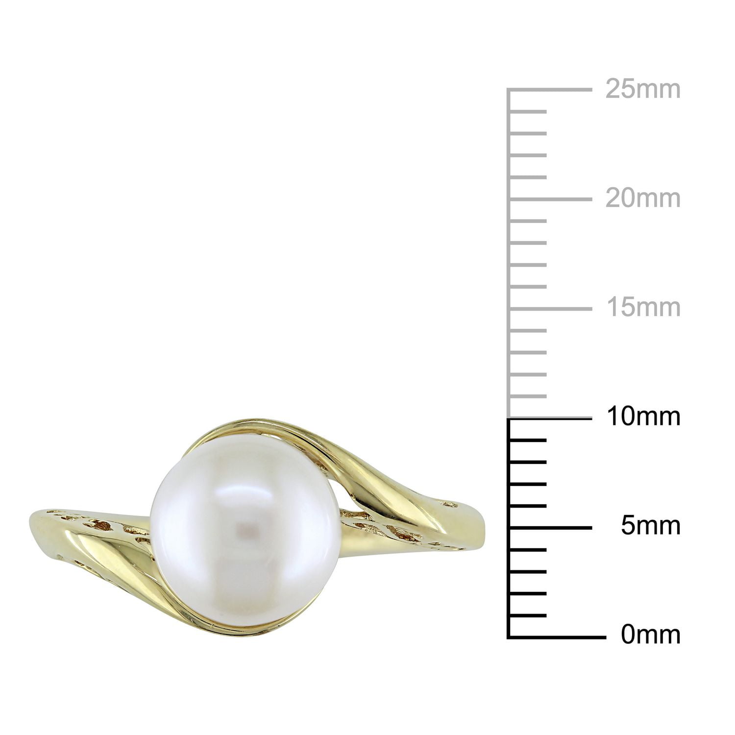 Bague solitaire à sections divisées Miabella avec perle cultivée d'eau douce 8-8,5mm en or jaune 10K