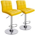 thumbnail image 2 of Tabourets de Bar Réglables en Cuir PU Carré Moderne avec Dossier, Set de 2, Tabouret Pivotant de contre-Hauteur par Leopard (Jaune), 2 of 5