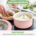 thumbnail image 4 of GreenLife 10 Piece Nonstick Pots & Pans Set Detachable Handle & Stackable Cookware Set Non Toxic PFAS-Free Skillets Induction Kitchen Pans Space Saving Serving Bowls Oven Safe Light Pink, 4 of 5
