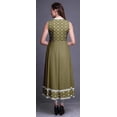 thumbnail image 4 of Bimba Robe Anarkali Géométrique Olive Green3 Col Mandarin Sans Manches Kurtis pour Femmes Imprimé Robe Maxi Très Grande, 4 of 6