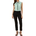 thumbnail image 2 of INSPIRE CHIC Women's Tie Neck Cap Sleeve Button Down Ruffle Summer Shirts, 2 of 6