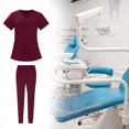 thumbnail image 3 of Xuanheng Ensemble de Sarrau pour Femme, Col en V, Manches Courtes, Uniforme de SPA Durable, Rouge, G, 3 of 8