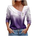 thumbnail image 1 of FAIWAD Long Sleeve V Neck Tops for Women Lapel Button Down Color Block Pullover Tunic Tops, 1 of 3