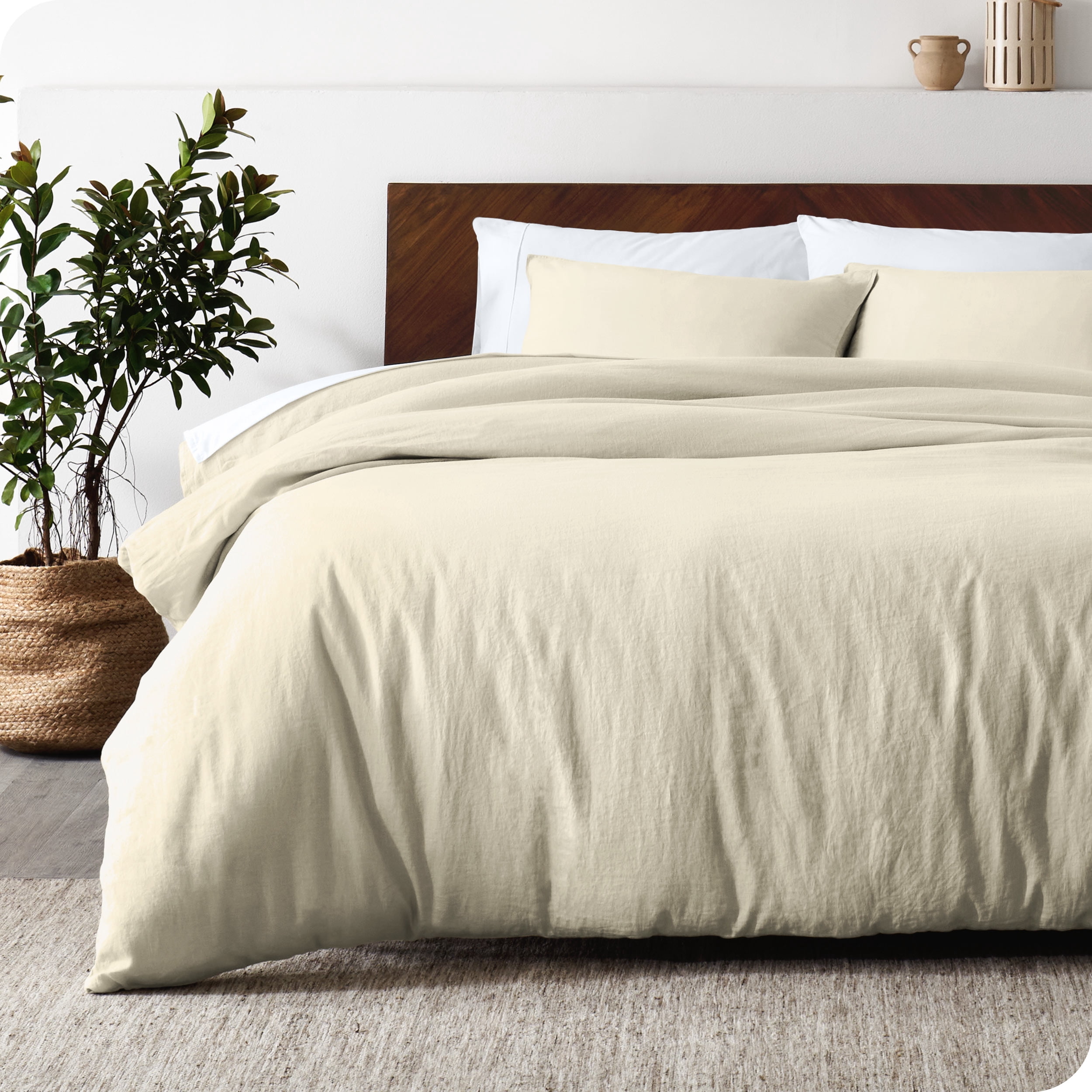 Bare Home Housse de Couette en Lin et Ensemble de Taies