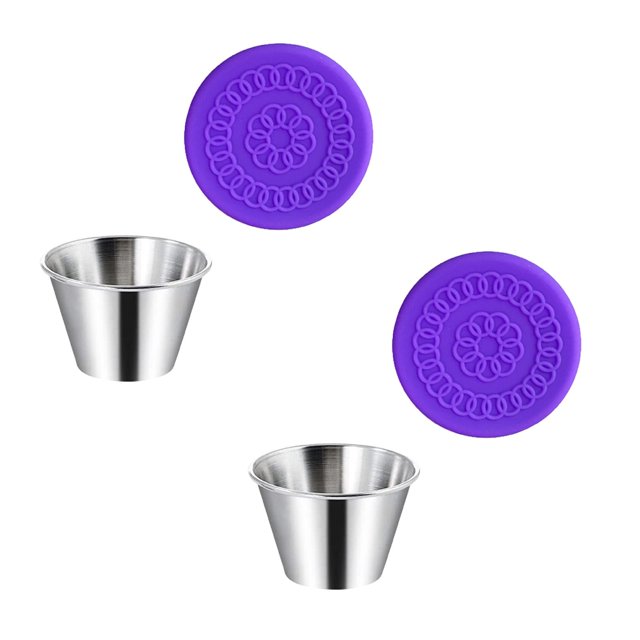 Oleegame 2 Pcs Contenants de Rangement pour Produits Vinaigrette Petits Contenants à Condiments avec Couvercles Gobelet à Condiments en Acier Inoxydable Gobelets à Trempette Contenant pour Lunch Boîte Bento Violet