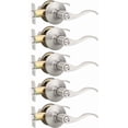 thumbnail image 1 of Levier de Porte en Nickel Satiné pour l'Intimité, Boutons de Porte Modernes pour Intérieur, pour Chambre et Salle de Bain, Poignée de Porte Robuste, Levier Ondulé Réversible, 1 of 7