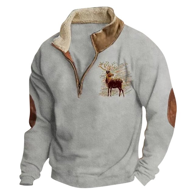 Ediodpoh Chandail Sans Capuche pour Homme Mode Homme Décontracté Relax Confortable à Imprimé à Manches Longues Chandail à Capuchon pour un Style Quotidien Chandail Ras du Cou pour Homme Gris_002 TTG