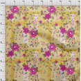 thumbnail image 4 of oneOone Rayon Yellow Fabric Asian Floral With Geometrical Texture Craft Projects Decor Fabric Printed By The Yard 56 Inch Wide, 4 of 4