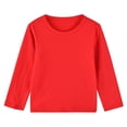 thumbnail image 1 of T-Shirt à Manches Longues pour Enfants Col Ras du Cou Garçon Fille Coton Doux T-Shirts de Base Décontractés Unis T-Shirts Hauts 1-13 Ans (6-8 Ans, Rouge), 1 of 2