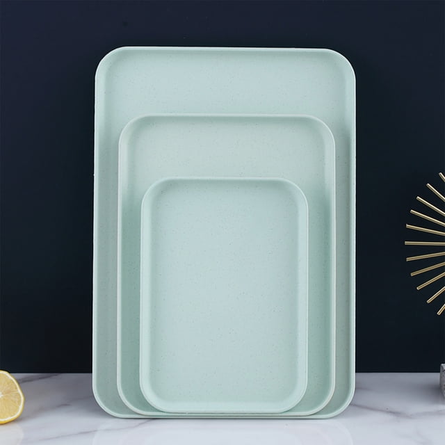 Birdeem Plastic Rectangular Serving Tray Set of 3, Large Medium Small Trays for Home Use, Ideal as Snack Plates and Tea Cup Holders, Durable Household Platters