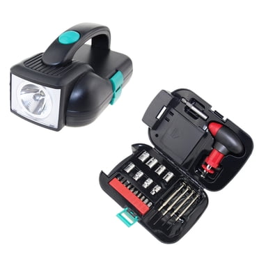 TopLLC 24Pc Household Tool Kit With LED Flashlight, Includes Miniature Screwdriver Set Ratchet Handle SleeveWatch Screwdrivers, Perfect For Homeowner Diyer Handyman on Clearance