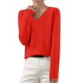 thumbnail image 2 of Timegard Chandails pour Femmes Col en V Tricot Chandail Automne Hiver Décontracté Ajusté Confortable Manches Longues Hauts, 2 of 5