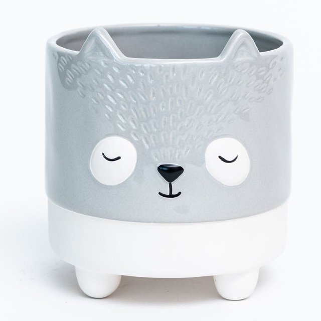 Set de 6 Jardinières à Pieds de Renard Vernis Gris et Blanc