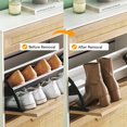 thumbnail image 3 of Armoire de Rangement pour Chaussures Étroite de 24 Pouces avec Design en Rotin, Organisateur Autoportant avec Portes Rabattables, Tiroir et Tablettes Ajustables pour Entrée, Couloir Ou Garde-Robe, Bois/blanc, 3 of 10