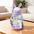 thumbnail image 3 of Rabbit Shaped Straw Water Bottle with Flip Top Lid, Large Capacity Reusable Plastic Bottle for Outdoor, Commute and Daily Hydration, 3 of 6