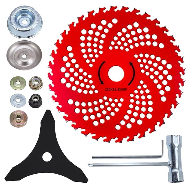 CNKOOBrush Cutter Blade 2025 Upgraded 9 Inch Saw Blade for Weedeater Durable Universal Adapter Kit Brush Cutter Blade for Weedeater (1 Set(10 Pack))