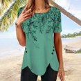thumbnail image 4 of Pompotops T-shirt Ample Imprimé pour Femme, Boutons, Manches Courtes, Blouse à Col Rond, Hauts Décontractés, 4 of 7