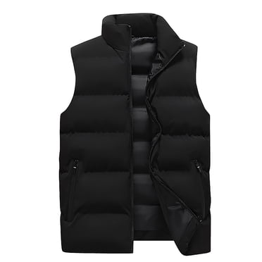Pisexur Men's Puffer Vest Outdoor Casual Stand Collar Padded Jacket Coat Vest