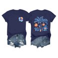 thumbnail image 5 of Pisexur Hauts pour Femmes, Chemisiers pour Femmes Chic Décontracté, Haut en Lin Décontracté pour Femmes à Col Rond Grande Taille Imprimé à Manches Courtes avec Boutons T-shirt Blouse Violet, P, 5 of 5