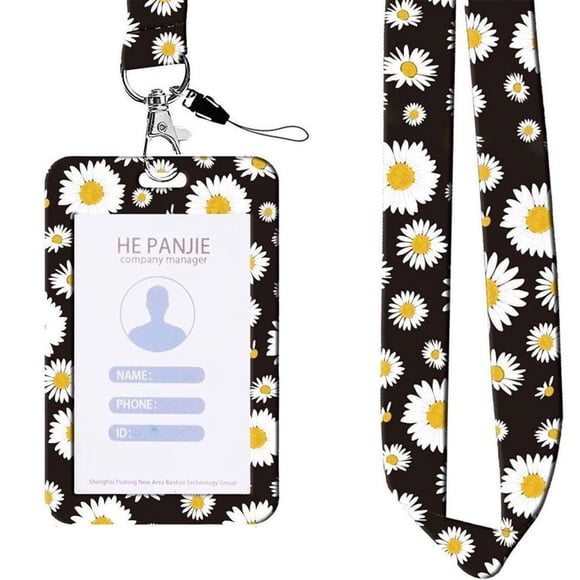 SUTENGDA Flower Plastic Name Tags Badge ID Card Holders with Lanyards Personalized Teacher Lanyards for Id Badges Women Nurse Work Letter Name Tag Floral Card Holder Gifts()