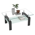thumbnail image 1 of Rectangle Walnut Glass Coffee Table, Clear Coffee Table, Modern Side Center Tables for Living Room, Living Room Furniture, 1 of 9