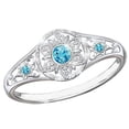 thumbnail image 1 of Bague Bijou Motif de Soleil Fleur en Zircon avec Pierre Précieuse Bleue, 1 of 9