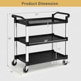 thumbnail image 3 of Costway 3-Shelf Service Cart Aluminum Frame 490lbs Capacity with Casters & Handles, 3 of 9