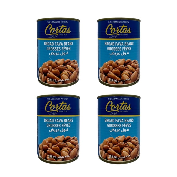 Cortas Ready-to-Eat Fava Broad Beans Tin, 400 g, Pack of 4