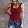 thumbnail image 2 of MIASHUI Women Sleeveless Tanks Top Casual Round Neck Splice Button Basic Tops,Red,L, 2 of 5