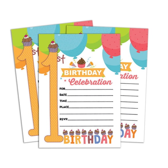 Darling Souvenir Multicolor Birthday Invitation Card 28 Pcs Fill or Write In Blank Invites Printable Party Supplies 5 x 7 Inches