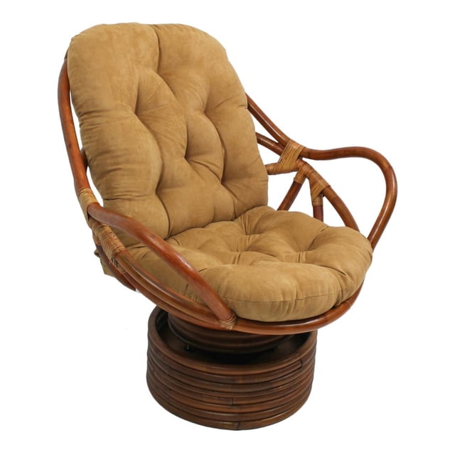 Coussin Pivotant pour Fauteuil Berçant en Microsuède Uni de 48 Po sur 24 Po, Couleur camel, avec design Capitonné et Tissu Microsuède Doux de Qualité Supérieure. Convient comme Coussin de Chaise pour Fauteuils Pivotants Berçants. Coussin Présenté sur un Cadre de Fauteuil Pivotant Berçant en Bois, Non Inclus.
