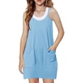 thumbnail image 1 of Posijego Combinaison Sans Manches pour Filles, Bretelles Spaghetti Ajustables, Barboteuses Courtes, Salopettes une-Pièce avec Poches, 1 of 7