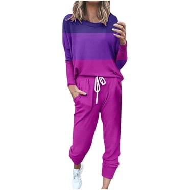Cameland Daily,Two Piece Outfits for Women Fall,Womens Colorblock Sweatsuits Sets 2 Pieces Jogger Sets with Pockets Long Sleeve Jogging Sweat Suit