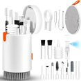 thumbnail image 1 of Djiypn Keyboard Cleaner Kit, Electronics Cleaning Kit with Retractable Big Brush, Portable 20-IN-1 Multi-Tools Kit for Phones, Tablet, Computer, PC, TV Camera Lens with 10ml Mist Spray (White), 1 of 9