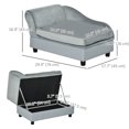 thumbnail image 3 of PawHut Pet Sofa Couch w/ Storage Function Sponge Cushioned Bed, Grey, 3 of 10