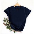 thumbnail image 3 of Baberdicy T-Shirts à Manches Courtes Décontractés Unis Amples à Col Ras du Cou pour Femmes Bleu Marine 3TG, 3 of 7