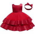 thumbnail image 4 of Huvoen Robe de Princesse pour Filles de 3 Ans Nouvelle Robe d'Été Sans Manches à Volants en Dentelle à Col Rond avec Broderie en Tulle Jupe Princesse à Nœud Rouge 2 Ans, 4 of 7