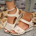 thumbnail image 1 of Latrodar Sandales Compensées pour Femmes Sandales de Randonnée Femmes Plage Confortables Extensibles Fleurs Sandales Boucle Bout Rond Chaussures Talon Plat (O"-1) Sandales Larges Solides pour Femmes Âgées Anniversaire, 1 of 5