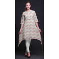 thumbnail image 2 of Bimba Hauts Imprimés Floraux à Feuilles Blanches et Roses pour Femmes Kurti Asymétrique Robe d'Été pour Filles XXX-Large, 2 of 6