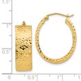 thumbnail image 3 of 14K Yellow Gold Diamond Cut Oval Hoop Earrings, 3 of 3