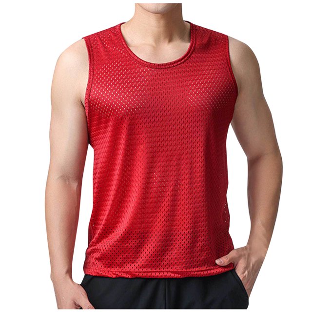 Timegard Tank Tops Men Plus Size Breathable Workout Running Tee Shirts Round Neck Sleeveless Loose Top