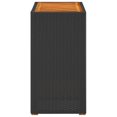 thumbnail image 3 of vidaXL Garden Side Table with Wooden Top Black 60x40x75 cm Poly Rattan, 3 of 5