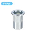 thumbnail image 3 of Unique Bargains M10 Rivet Nuts, 50 Pack Zinc Plated Carbon Steel Knurled Flat Head Threaded Insert Nuts, 3 of 5