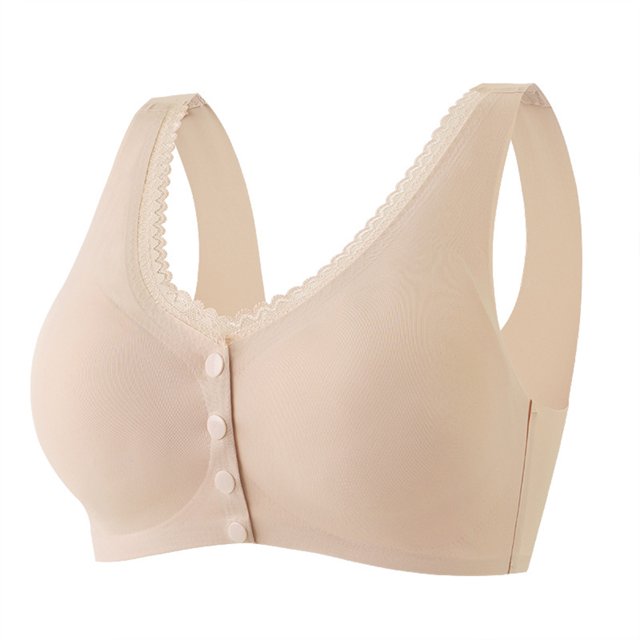 AherBiu Women Bras Full Coverage Smoothing Front Closure Button Comfort Bras High Support No Underwire Bralettes