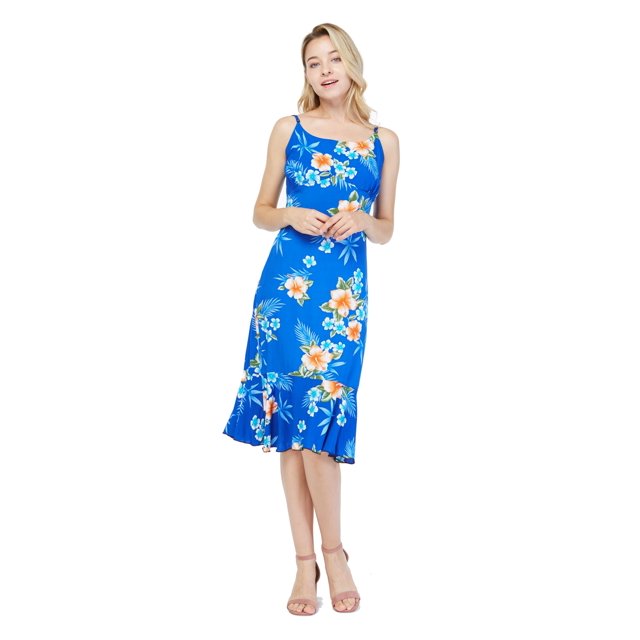 Hawaii Hangover Robe Sirène Hawaïenne à Volants pour Femme G Hibiscus Bleu