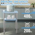 thumbnail image 4 of VEVOR Stainless Steel Prep Table, 24 x 24 x 36 Inch, 600lbs Load Capacity Heavy Duty Metal Worktable with Adjustable Undershelf & Universal Wheels, Commercial Workstation for Kitchen Garage Backyard, 4 of 9